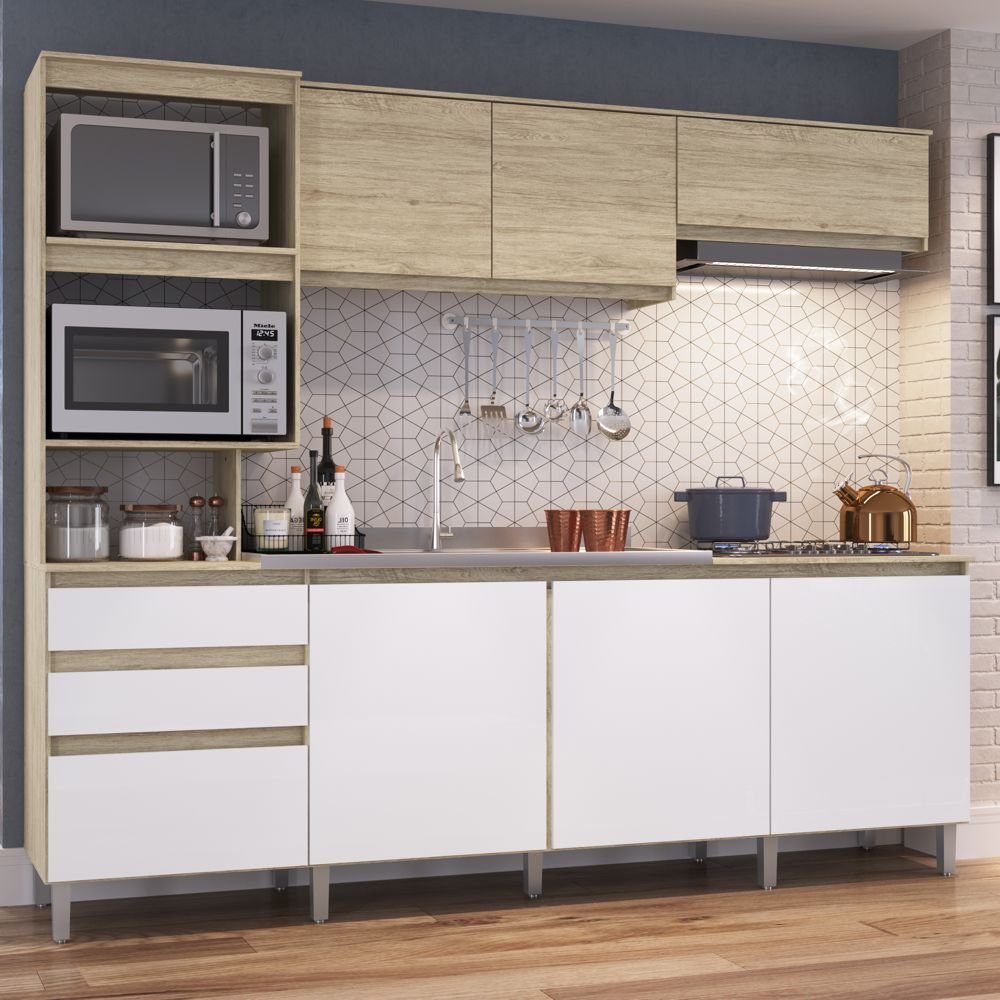 Cozinha Compacta c/Lateral 252,3cm 07 Portas 02 Gavetas CO2822L Decibal ...