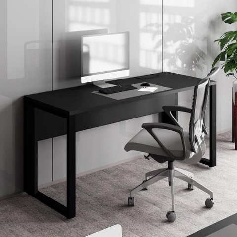 Mesa de Escritório Retangular Plataforma de Trabalho Moderno 120cm Preto F5 Office