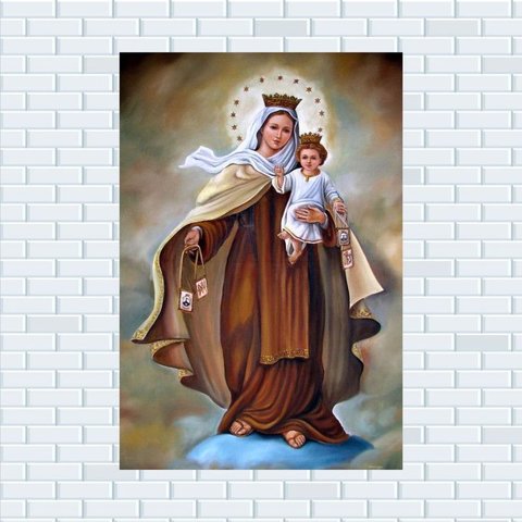 Placa Decorativa Mdf Nossa Senhora do Escapulário Tamanho 20x27cm