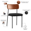 Ver imagem 4 de Kit 06 Cadeiras para Sala de Jantar Melina L02 Couríssimo Camel Linho Chumbo - Lyam Decor