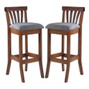 Ver imagem 1 de Kit 2 Banquetas Alta Estofada Anthurium 36 x 100 Cm Madeira Maciça Imbuia Linho Cinza L55 - RMI