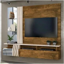 Painel Home Theater Bello DJ Móveis para TV até 55 Polegadas Demolição Off White - 2 Painel Home Theater Bello DJ Móveis para TV até 55 Polegadas Demolição Off White - 2