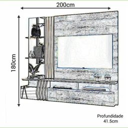 Painel Home Theater Bello DJ Móveis para TV até 55 Polegadas Demolição Off White - 3 Painel Home Theater Bello DJ Móveis para TV até 55 Polegadas Demolição Off White - 3