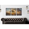 Quadros Decorativos para Sala Paisagem Arvore por do Sol com Moldura 3 Peças 44x66cm - 1