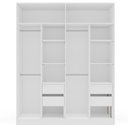 Ver imagem 3 de Guarda Roupa Roupeiro 4 Portas 4 Gavetas com Espelho Porto Branco Creme Politorno Móveis