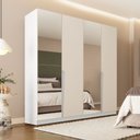 Ver imagem 1 de Guarda Roupa Roupeiro 4 Portas 4 Gavetas com Espelho Porto Branco Creme Politorno Móveis