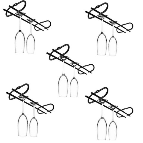 Kit 5 Suportes Taças Suspenso Teto 25cm Preto Fosco