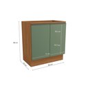 Ver imagem 3 de G744-cnve - Balcao de 800mm 2 Porta Canela/verde de Madeira