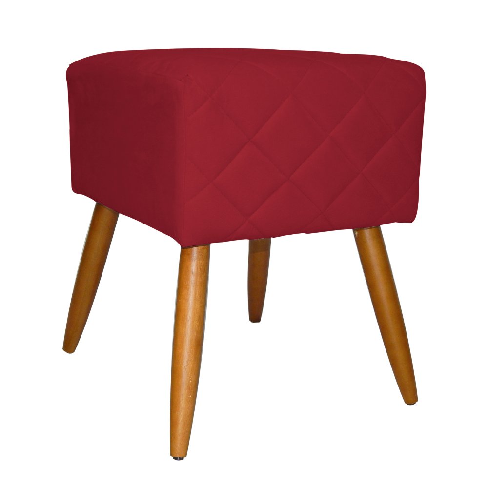 Kit Poltrona Decorativa Marcela Mais Puff Isabela Pés Palito Suede Vermelho - DS Estofados - 4