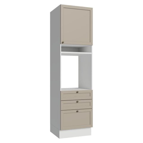 Torre Quente 60 cm 1 Porta 3 Gavetas Branco-Crema Vik Madesa Branco-Crema