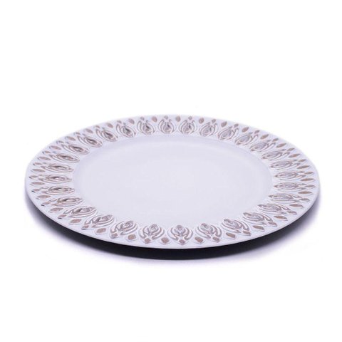 Sousplat Decorativo Branco Com Flores Em Rose 33cm