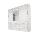 Ver imagem 1 de Guarda-roupa Casal 3 Portas Espelho 9 Gavetas 2,11m Turim Branco Bianchi Móveis