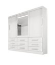 Ver imagem 1 de Guarda-roupa Casal 3 Portas Espelho 9 Gavetas 2,11m Turim Branco Bianchi Móveis