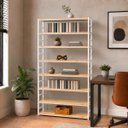 Ver imagem 2 de Estante Multiuso Organizador Livreiro Estilo Industrial 180x90 Branco Natural