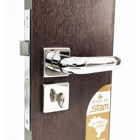 fechadura Porta banheiro lavabo 823/09 quadrada cromada