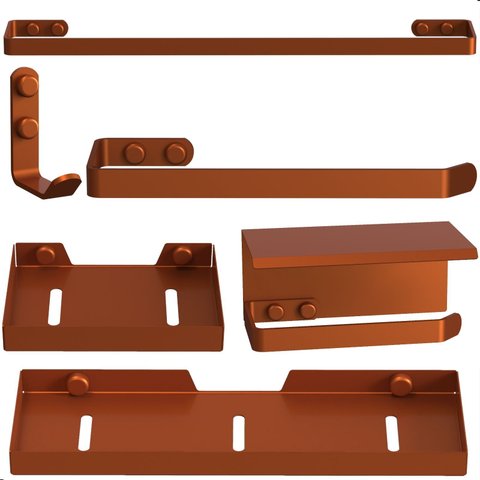Kit Acessórios para Banheiro Rose Gold 6 Peças Max