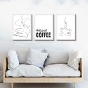 Ver imagem 2 de Kit 3 Quadros Minimalistas Café- But First Coffee 45x34cm:madeira Preta