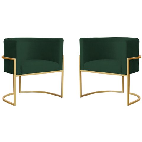 Kit 2 Poltronas Decorativa Sala de Estar Luana Base Gold Suede