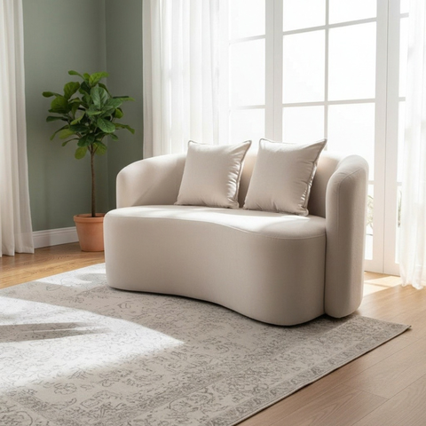 Sofá Decorativo Montreal 150cm Orgânico Suede Marfim