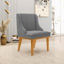 Ver imagem 2 de Kit 3 Cadeiras Decorativas Sala de Jantar Base Fixa de Madeira Firenze Linho Grafite/Castanho G19 -