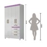 Guarda Roupa Solteiro 4 portas 4 gavetas Branco / Rosa / Azul / Lilas Flex Sobral - Moval - 7
