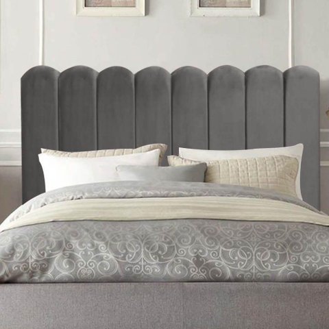 Cabeceira Estofada Alanis 100cm Solteiro Suede Cinza Escuro