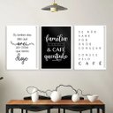Ver imagem 1 de Kit 3 Quadros Decorativos Família e Café 33x24cm - com Vidro:moldura Preta
