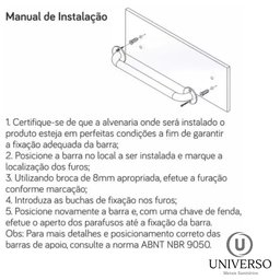 Alça de Apoio Barra 60cm Kit 3 Unidades Inox Cadeirante Idoso Deficiente Banheiro Segurança Acessibi - 13