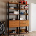 Ver imagem 2 de Closet 1 Porta 2 Gavetas 100% Mdf Maitê Marrom/Preto Fosco - Pnr Móveis