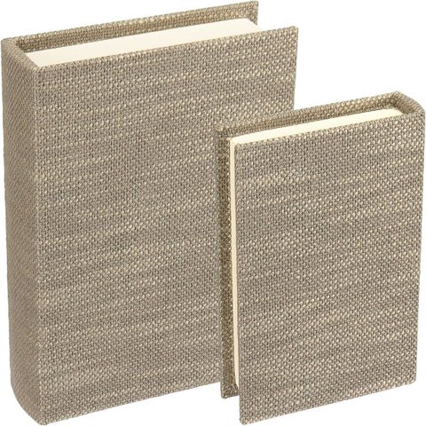 Jogo 2 Peças Caixa Livro Decorativa de Sintético Marrom 6.5x21.0x30.0cm Enfeite