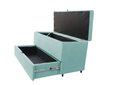 Ver imagem 1 de Recamier Puff Baú Sapateira e Gaveta 90 Cm para Cama de Solteiro - Azul Tiffany