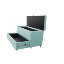 Ver imagem 1 de Recamier Puff Baú Sapateira e Gaveta 90 Cm para Cama de Solteiro - Azul Tiffany