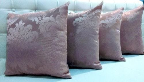 Kit 4 Capas De Almofadas Jacquard Medalhão Rosê 45x45 Linda - Rosé - Geométrico