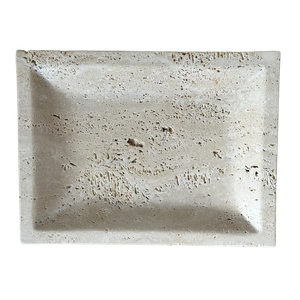 Gamela Quadrada Borda Chanfrada Mármore Travertino Romano Bruto 30x30cm