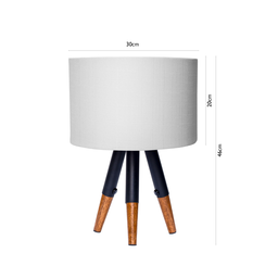 Abajur Ranna Luminária Mesa Cor Palha Tripé em Madeira 110/220v - 4
