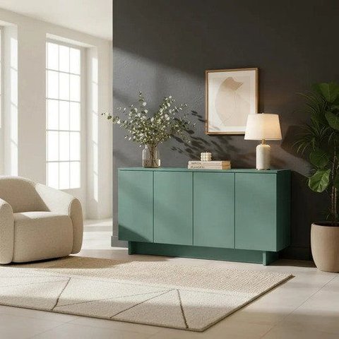 Buffet Aparador Atta 4 Portas Moderno 120cm Verde Jade
