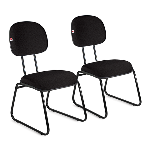 Cadeira Ágata Secretária Pé Sky Garfo Kit 02 Tecido:preto