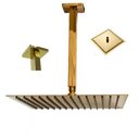 Ver imagem 1 de Ducha Chuveiro Inox Slim Dourado Teto 20x20 Quadrado Suporte Banheiro Area Externa Piscina Luxo