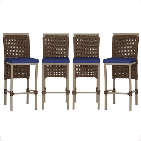 4 Banqueta em Alumínio Roma Fendi Corda Náutica Tecido 10