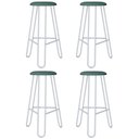 Ver imagem 1 de Kit 04 Banquetas Baixa Bar Cozinha Sala de Jantar Áris C01 Branco Courino Verde Sálvia - Lyam Decor