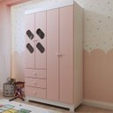 Ver imagem 1 de Guarda-roupa Bebê Escotilha 4 Portas 3 Gavetas Branco/rosa - Panorama Móveis