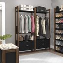 Ver imagem 3 de Closet Modulado Aberto com 2 Gavetas Prateleiras e Cabide Az1011 Tecno Mobili- Nogal/preto
