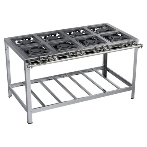 Fogão Industrial Stori Premium 8 Bocas 30x30 M16 Aço Inox 430 Metalmaq