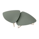 Ver imagem 2 de Kit 2 Mesas de Centro para Sala Design Orgânico Capri Metal Dourada - Verde Sálvia/Verde Sálvia