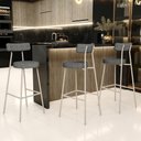Ver imagem 2 de Kit 02 Banquetas Alta Bar Cozinha Sala de Jantar Aço Milão Arena L02 Linho Mescla Chumbo - Lyam Deco