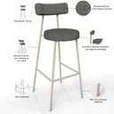 Ver imagem 4 de Kit 02 Banquetas Alta Bar Cozinha Sala de Jantar Aço Milão Arena L02 Linho Mescla Chumbo - Lyam Deco