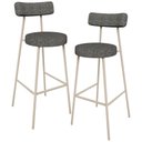 Ver imagem 1 de Kit 02 Banquetas Alta Bar Cozinha Sala de Jantar Aço Milão Arena L02 Linho Mescla Chumbo - Lyam Deco