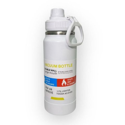 Garrafa Térmica Tr-017 800ml - Duplamente Isolada a Vácuo, Base Emborrachada Anti Derrapante:Branco