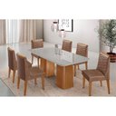 Ver imagem 1 de Conjunto: Mesa Sala Jantar Maldivas Tampo c/ Vidro Curvo 180cm+6 Cadeiras Maldivas Madeira Naturale/