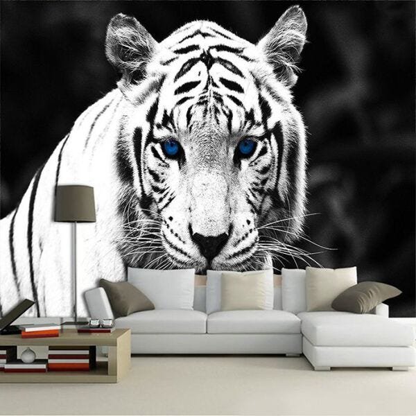 Adesivo De Parede Animais Tigre Paisagem 3d 1,90m² Anm201 no Shoptime